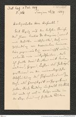 k.k. naturhistorisches Hofmuseum, Intendanzakten 1885-1896 (Hauer), Aktenzahl Z.763/1889, Seite 1